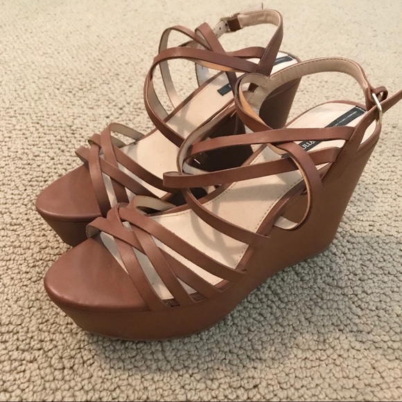 Pull&Bear Shoes - Pull & Bear Brown Platform Wedges Sandals